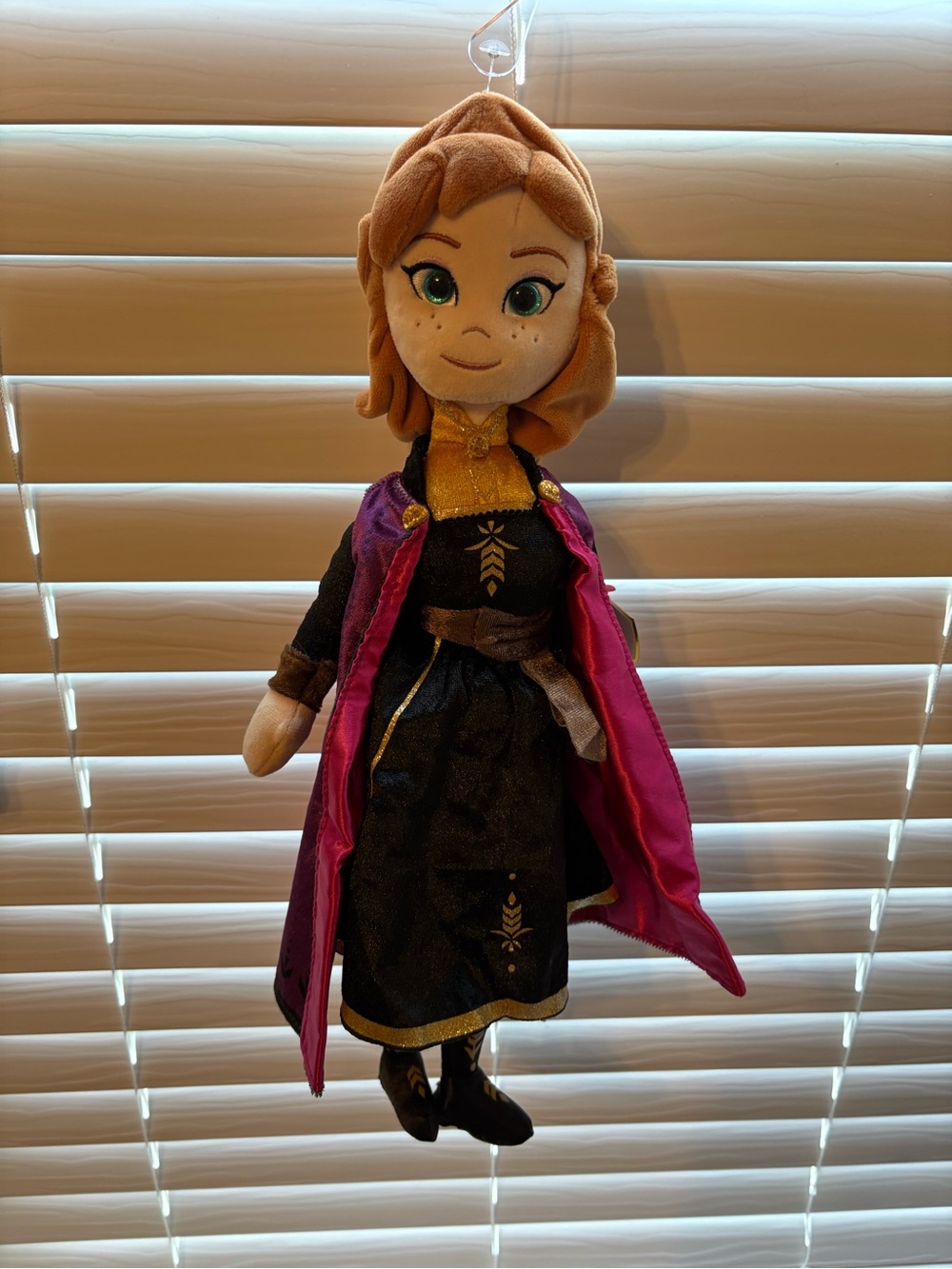 Disney Anna Plush Doll - Purple Pink Cape, Black Dress